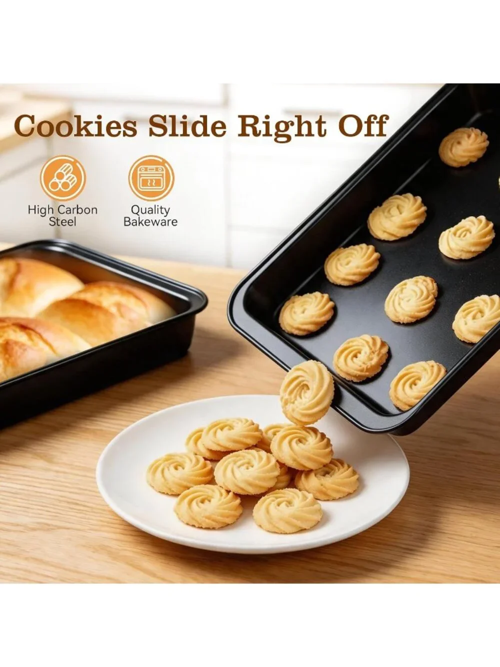 25-Picec Black Nonstick Baking Pans Set, High-Carbon Steel for Kitchen Bakeware